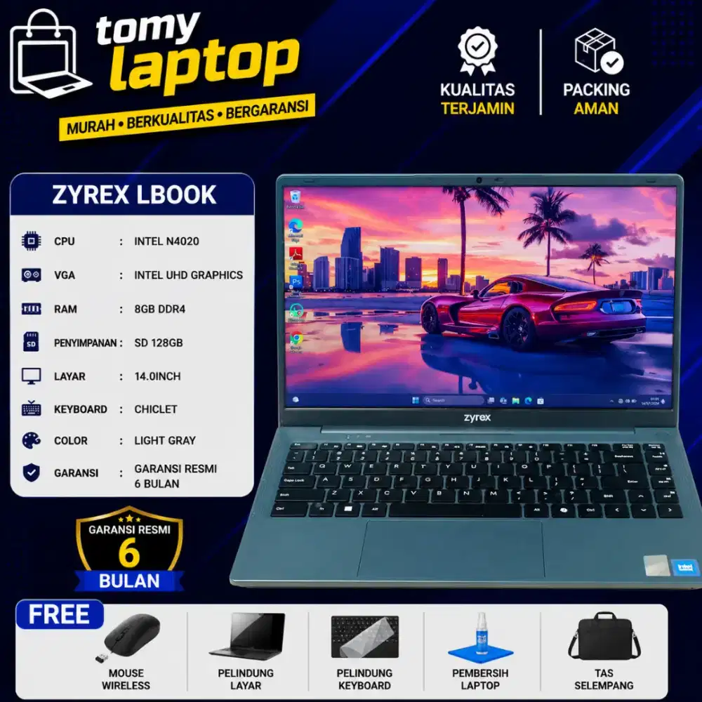 ZYREX LBOOK INTEL N4020 INTEL UHD GRAPHICS RAM 8GB SD 128GB 14INCH
