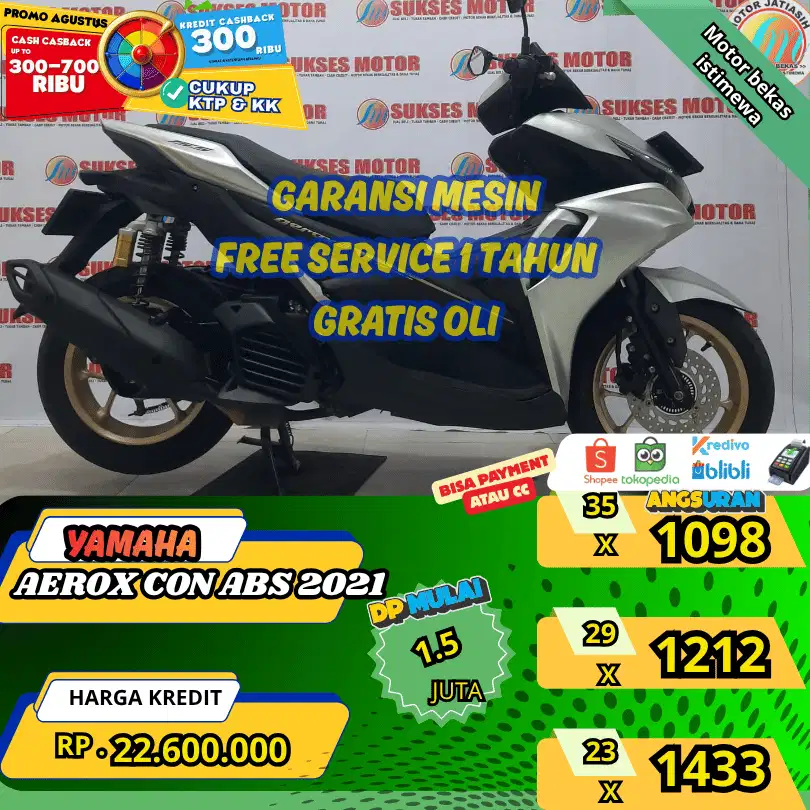 YAMAHA AEROX CON ABS 2021 BISA PAYMENT SPYLATER KREDI&CC(SUKSESMOTOR)