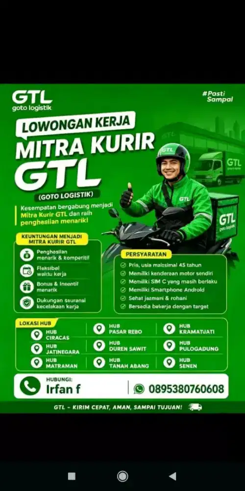 Lowongan kurir goto logistics