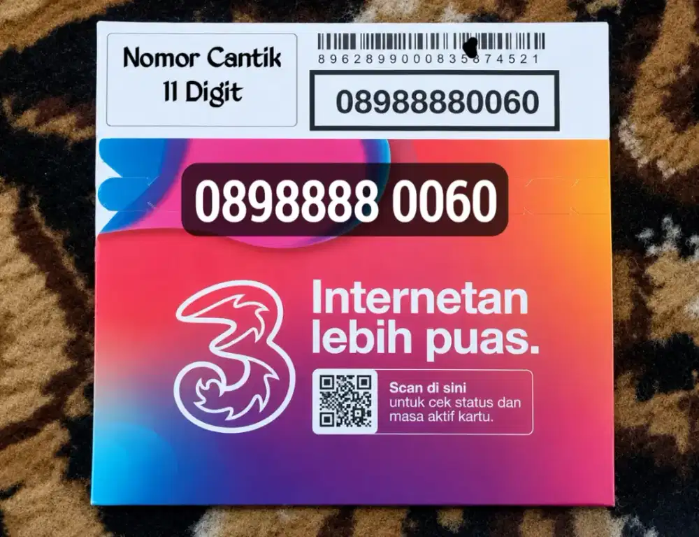 Kartu Tri 11 Digit Nomor Cantik (Kuota 3 GB)