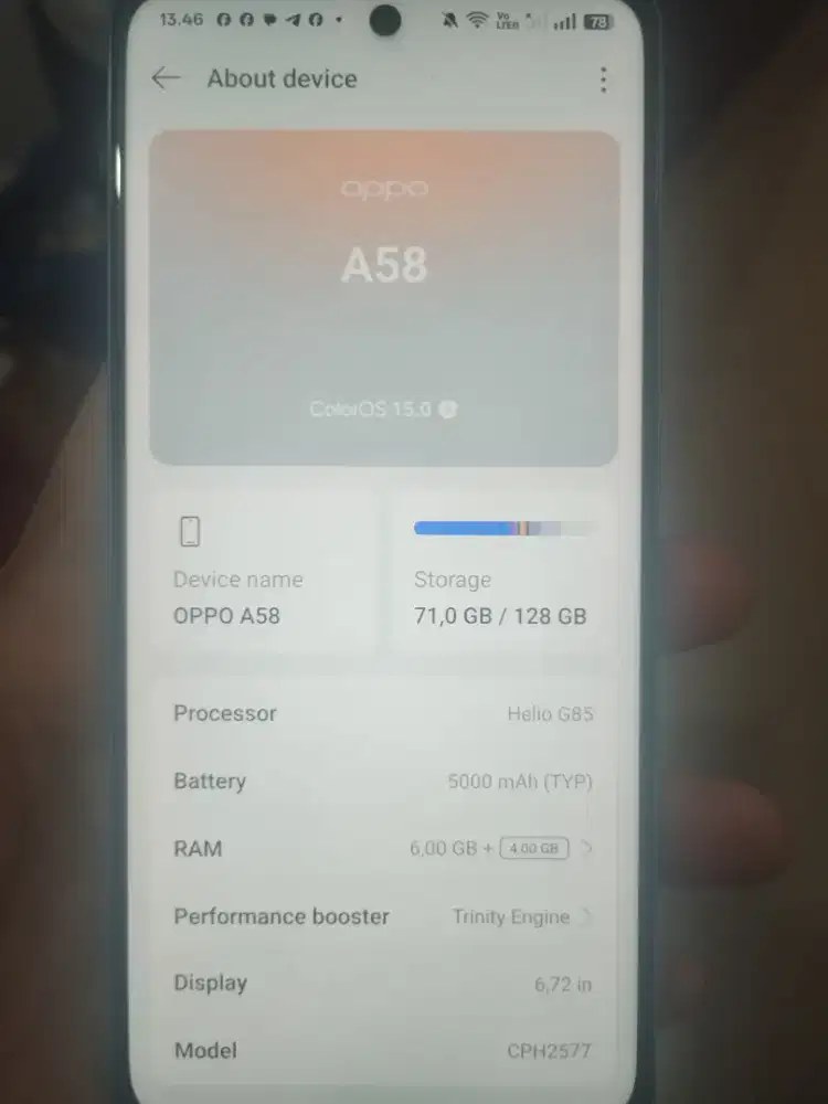 Hp Oppo A58 6/128