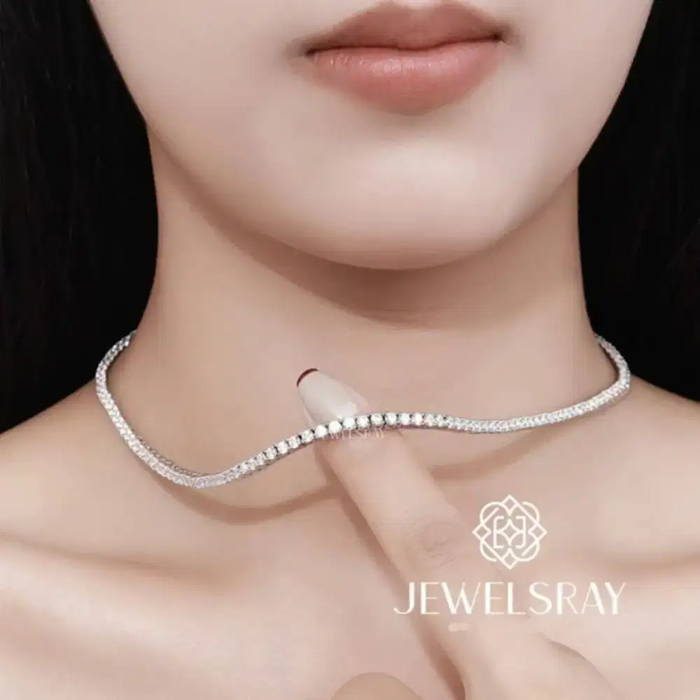 Kalung Libertee Moissanite Tennis Necklace Diamond Look