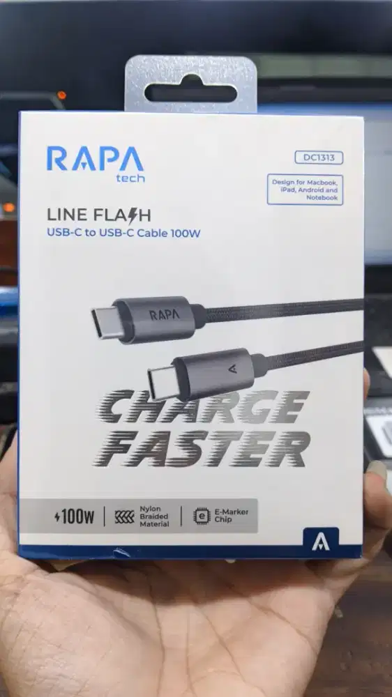 KABEL DATA TYPE-C TO TYPE-C RAPA TECH LINE FLASH DC1313
