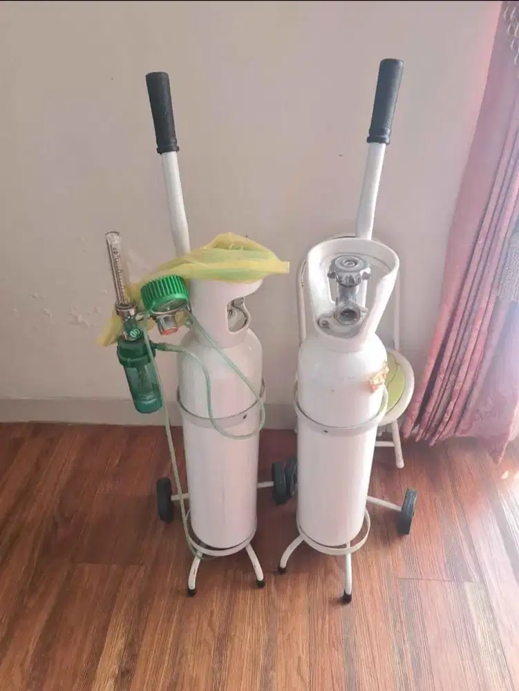 `DIJUAL 2 SET TABUNG OKSIGEN 6M3 MEDIS + TROLI LENGKAP