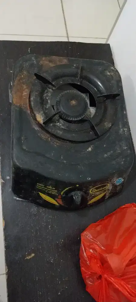 Jual kompor 1 tungku merk quantum + selang dan regulator