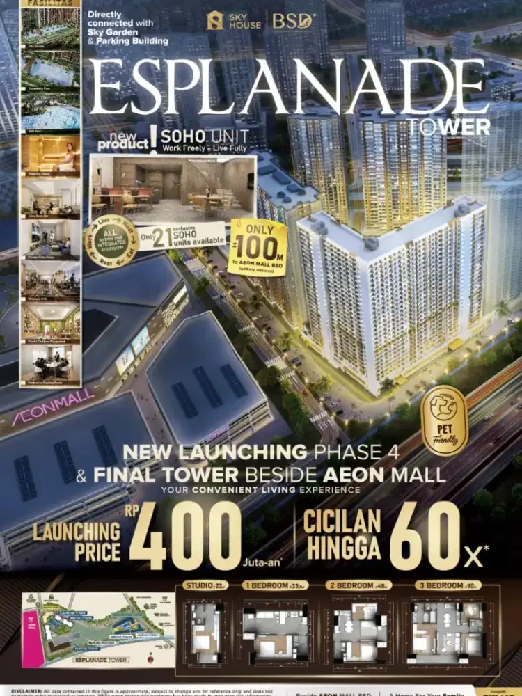 New Launching Esplanade Tower Beside Aeon mall