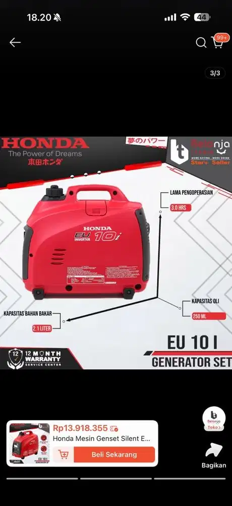 Genset murah merek honda