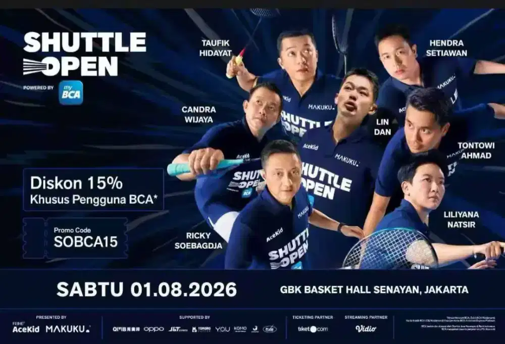 tiket shuttle open BCA sabtu 1 agustus 2026