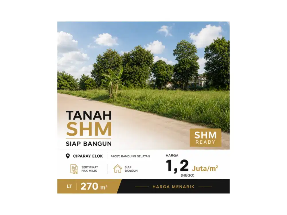 Areal Ciparay Tanah Legalitas SHM Siap Bangun