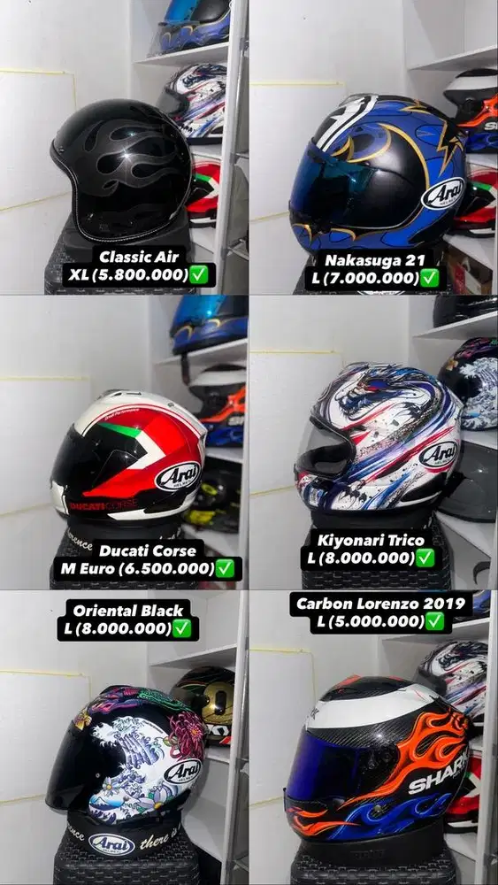 Ready Stock Arai dan Shark