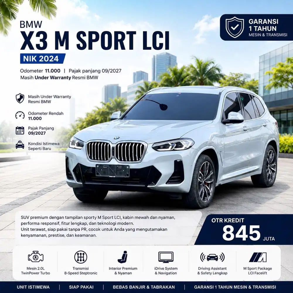 Bmw X3 MSport LCI 2024 Like New Warranty Resmi