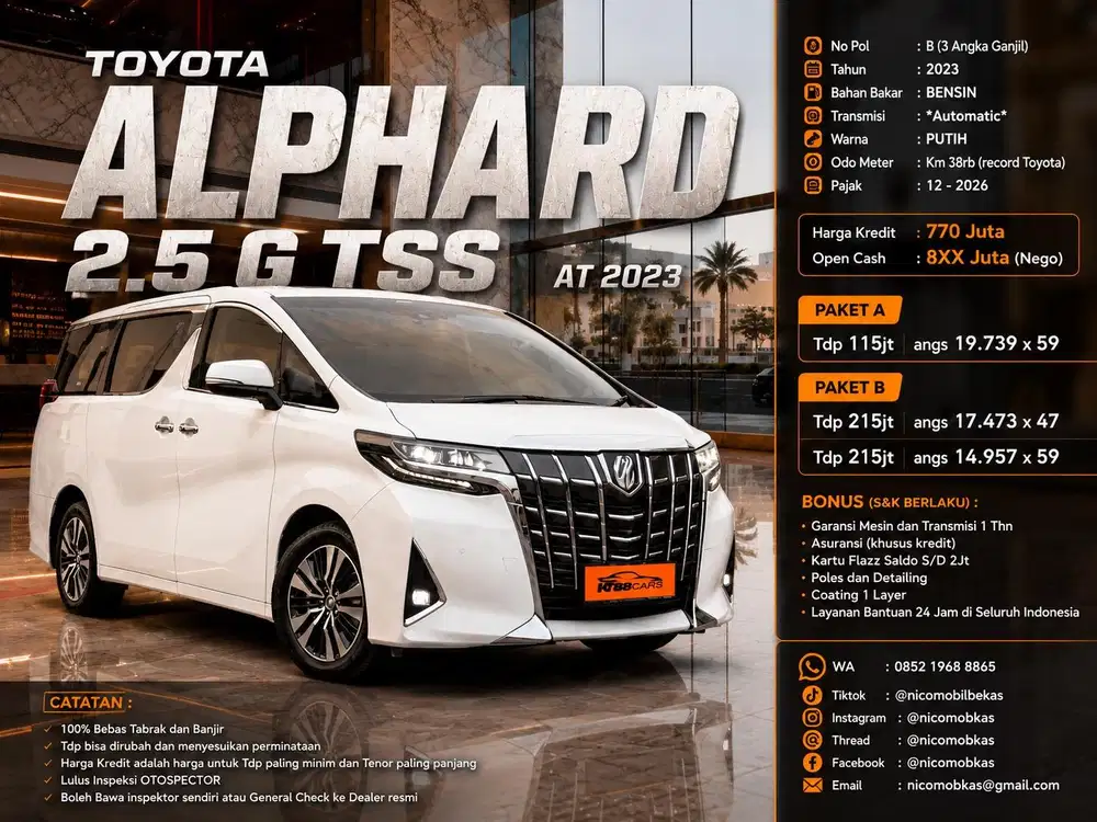Low km 38rb TOYOTA ALPHARD 2.5 G TSS 2023