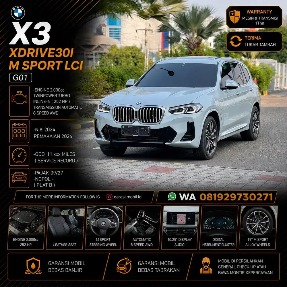BMW X3 Xdrive30i M Sport LCI G01 2024 / Odo 11rbu Miles