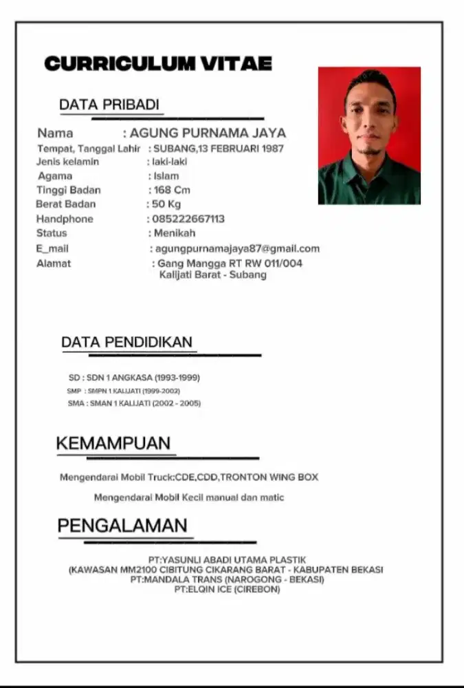 Mencari pekerjaan sebagai Driver