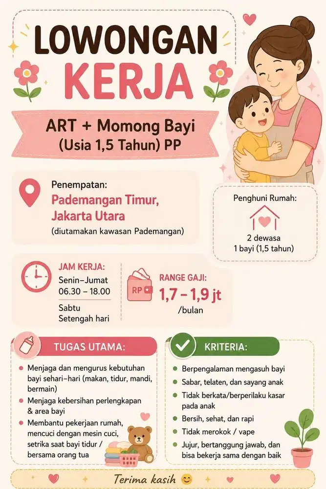 LOWONGAN KERJA – ART + MOMONG BAYI (PP)