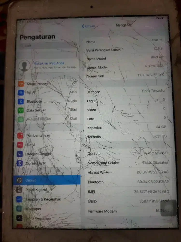 iPad air 12 minus layar retak gbr bergerak sendiri