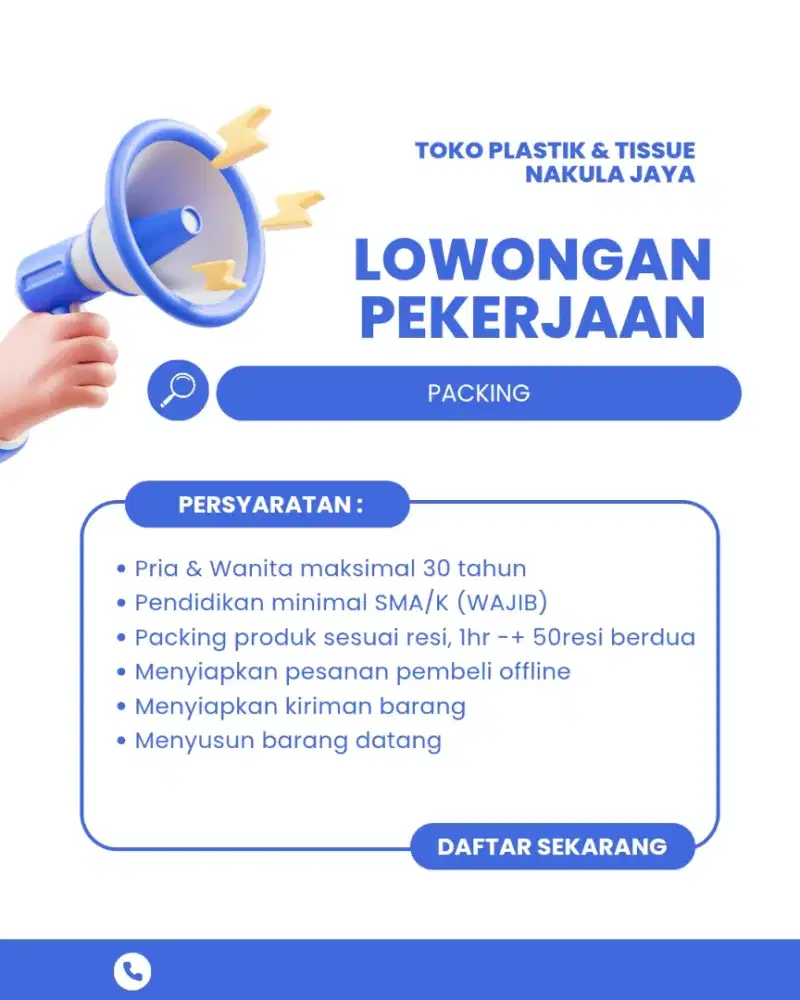 URGENT LOWONGAN PACKING/GUDANG
