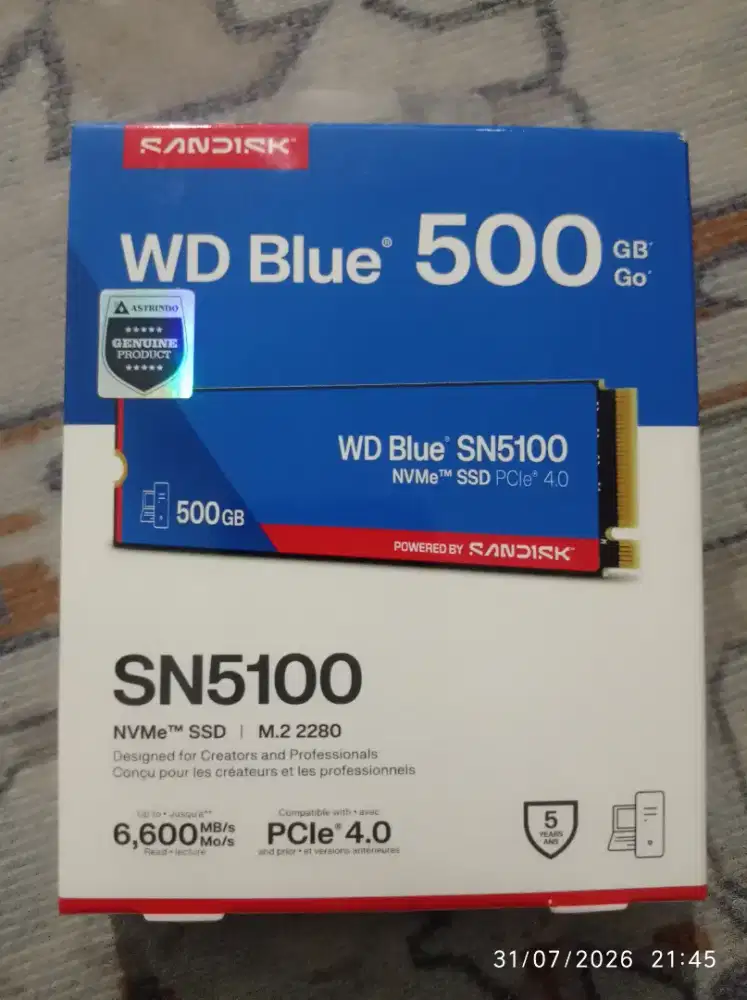 SSD WD BLUE SN5100 NVMe M.2 2280 PCIe Gen 4 500 GB