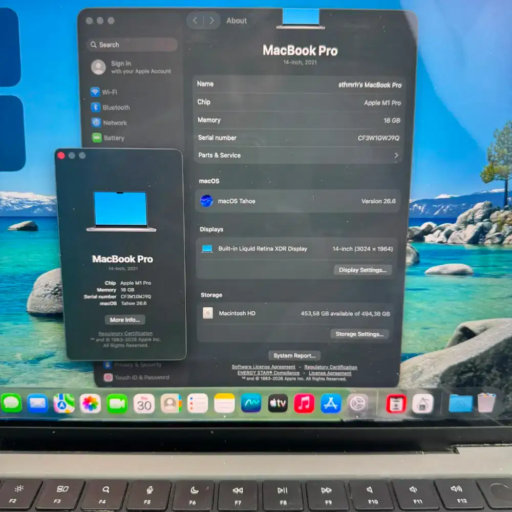 Macbook M1 Pro 14 Inch Ram 16 Ssd 512 lengkap space grey touch id off