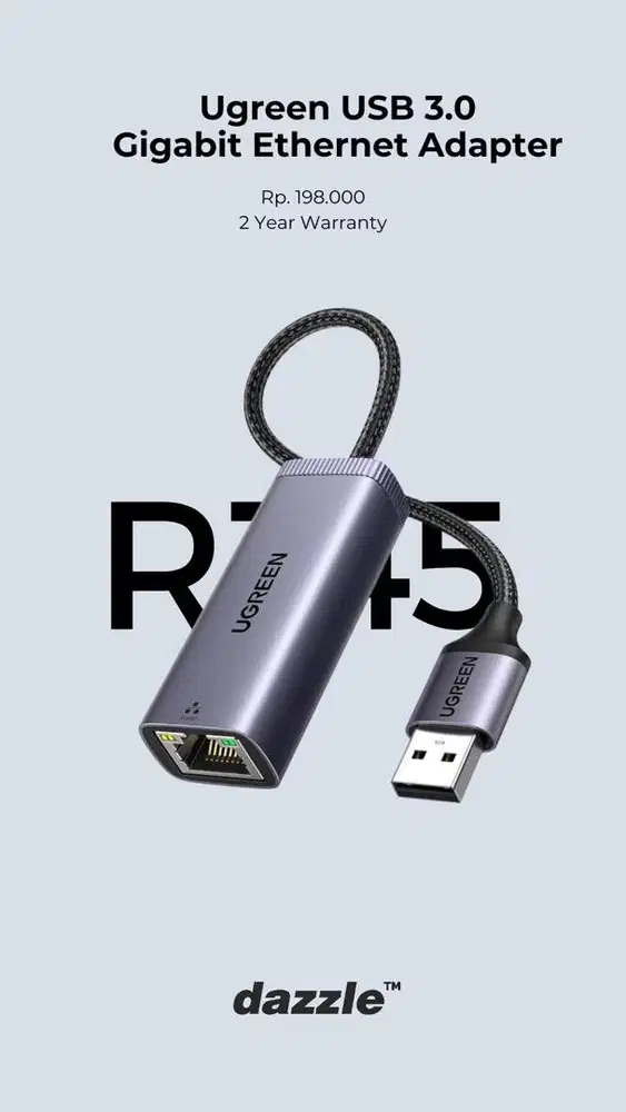 UGREEN CONVERTER USB TO LAN GARANSI 2 TAHUN