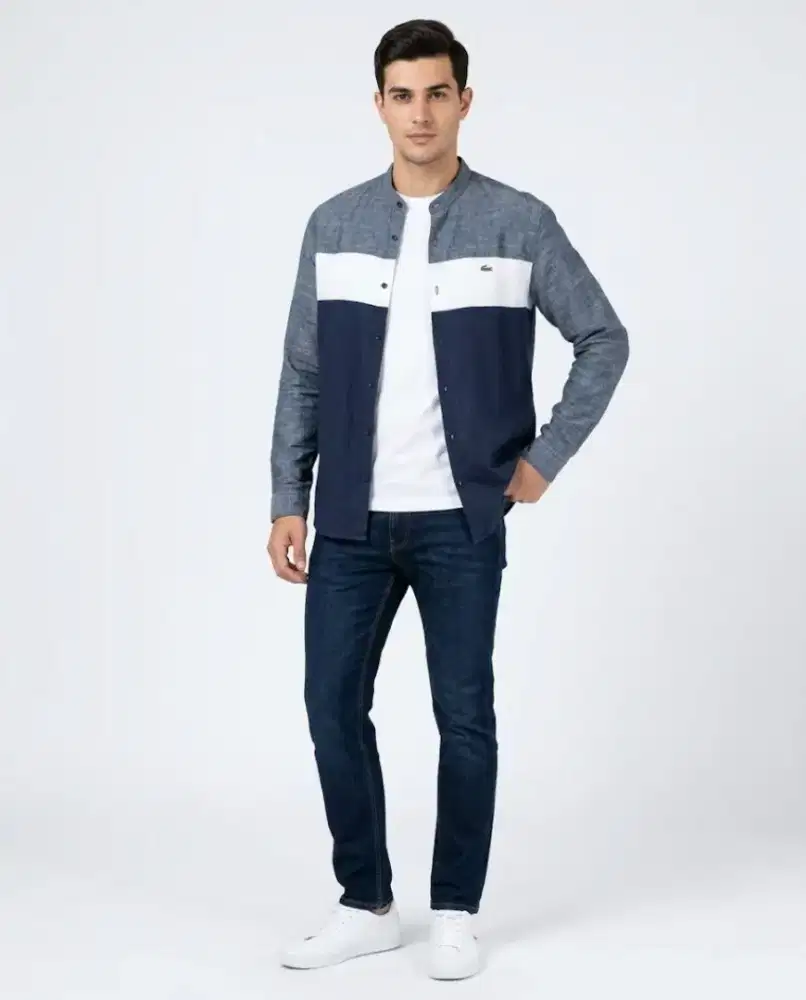 Kemeja Long shirt Lacoste Tree Tone colour Size S