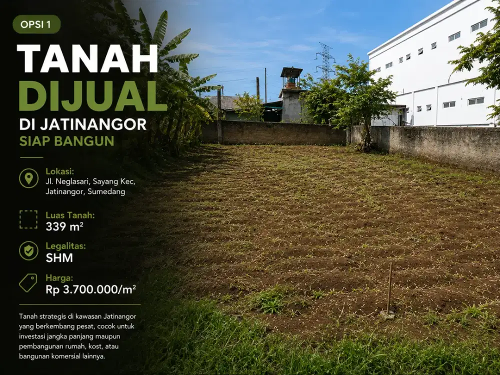 JUAL TANAH 339m JATINANGOR LOKASI STRATEGIS JALAN LUAS COCOK UNTUK INVESTASI