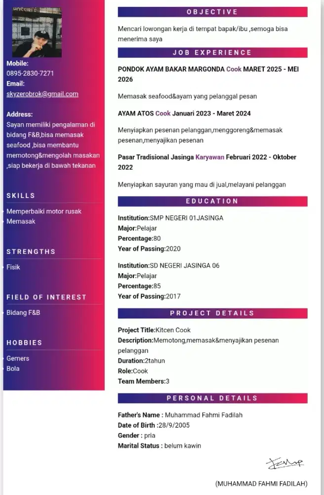 Info lowongan nya