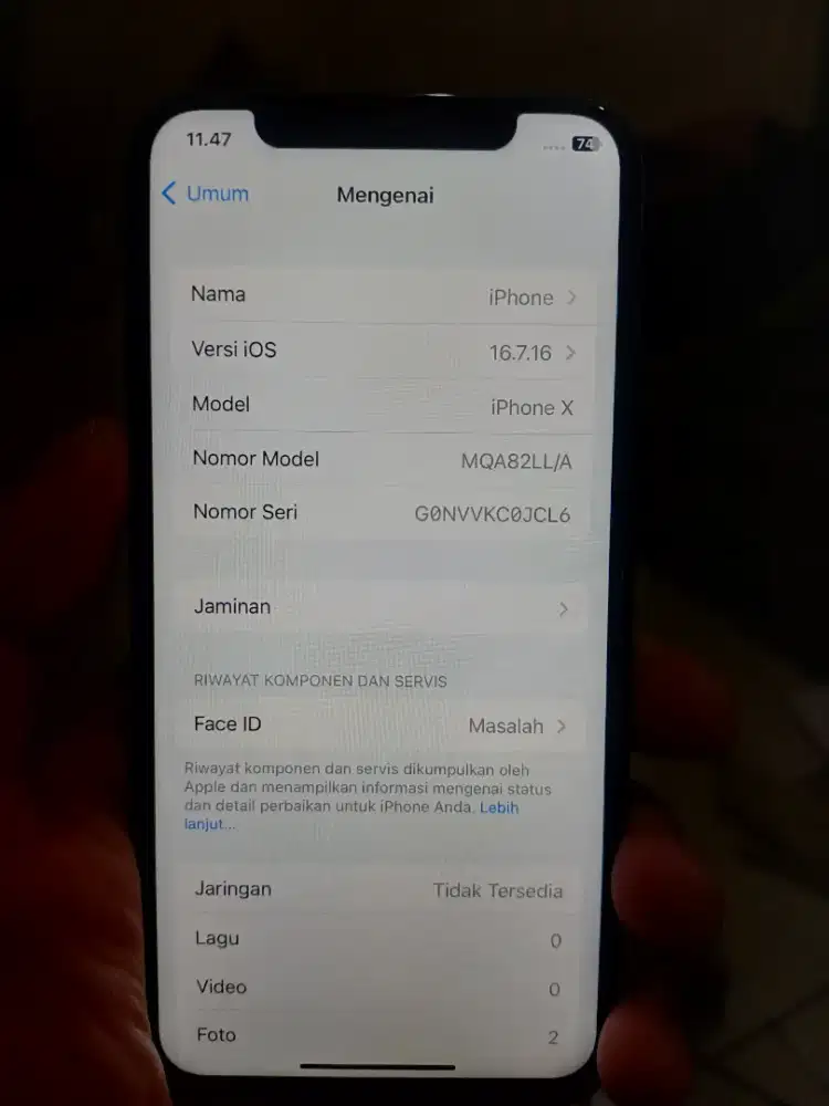 Iphone x 256 minus face id off