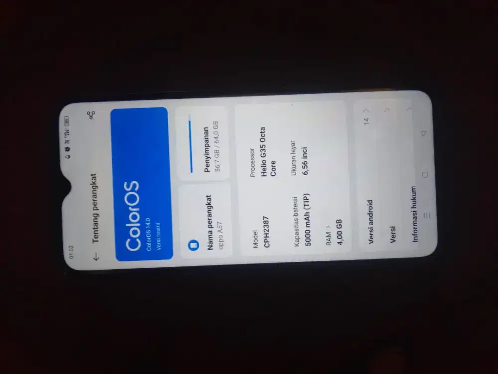 Di jual BU cepat hp oppo A57 ram 4/64, hp dan casan,lokasi jakpus.