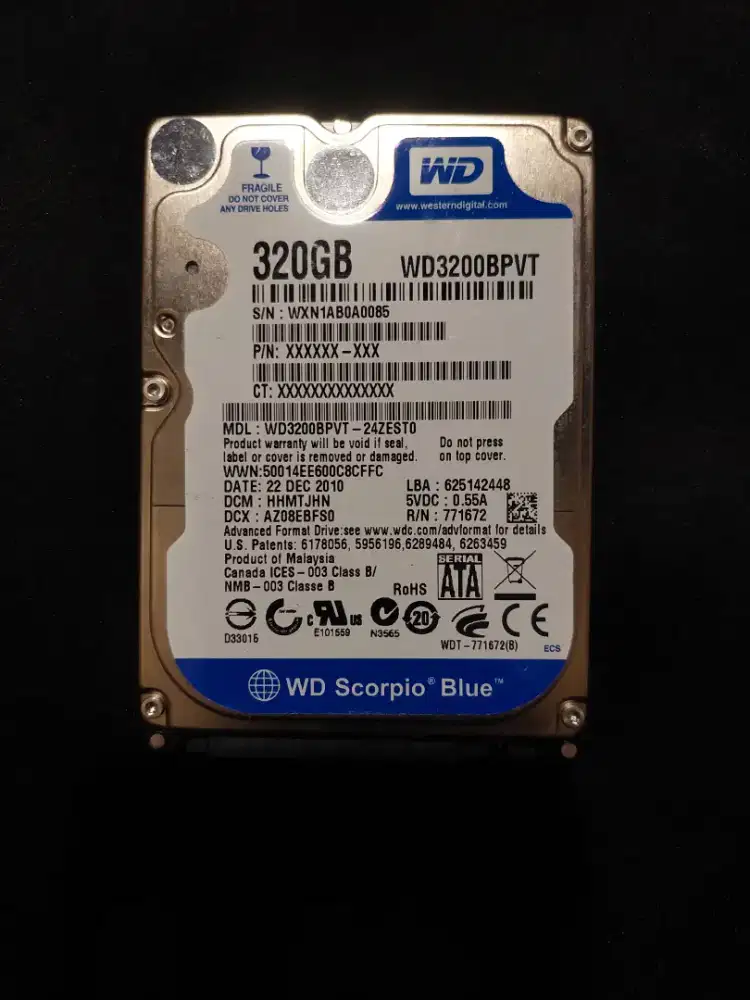 Harddisk Laptop 320GB WD internal 2.5 inc untuk Laptop / Notebook