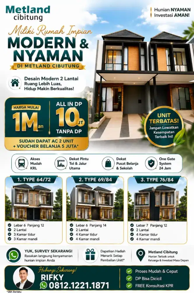 Rumah Modern 2 Lantai Angsuran Rp5 Jutaan!