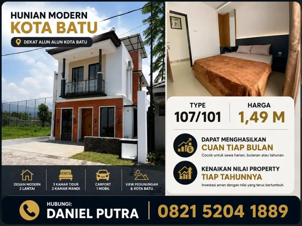 Investasi Mewah di Pusat Kota Batu: Villa Modern Javanese + Kolam Renang & Free Full Furnished