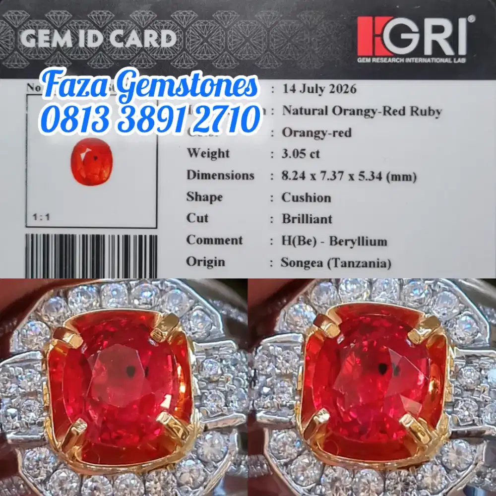 Rare Item, Orangy Red Ruby Songea, Luster Bara api