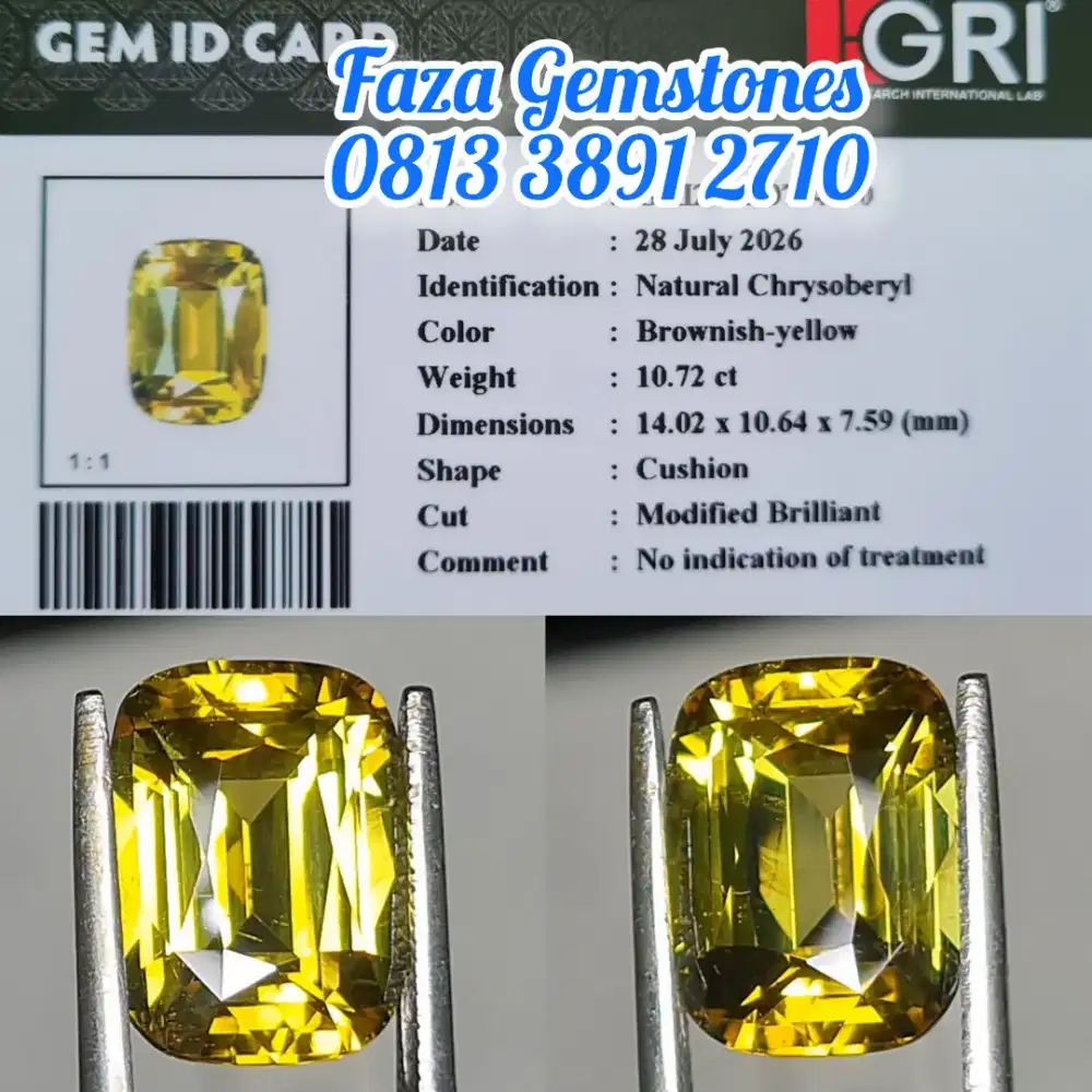 Kolektor item, Jewelry Quality Natural Chrysoberyl, Clean, Super Glass