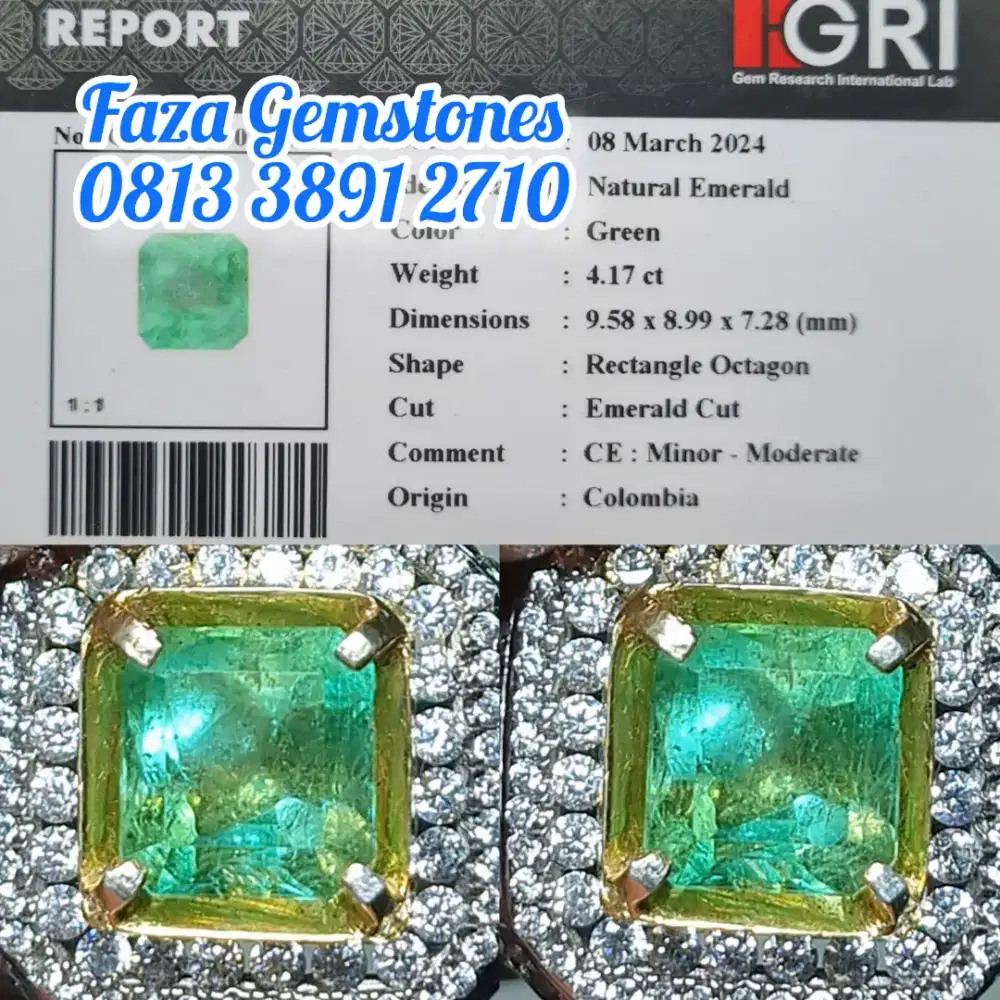 HQ Emerald Beryl Zamrud Colombia Minor, Material Kaca & Christal