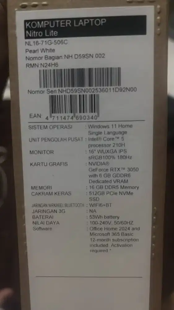 LAPTOP ACER NITRO LITE 16 INTEL CORE 5