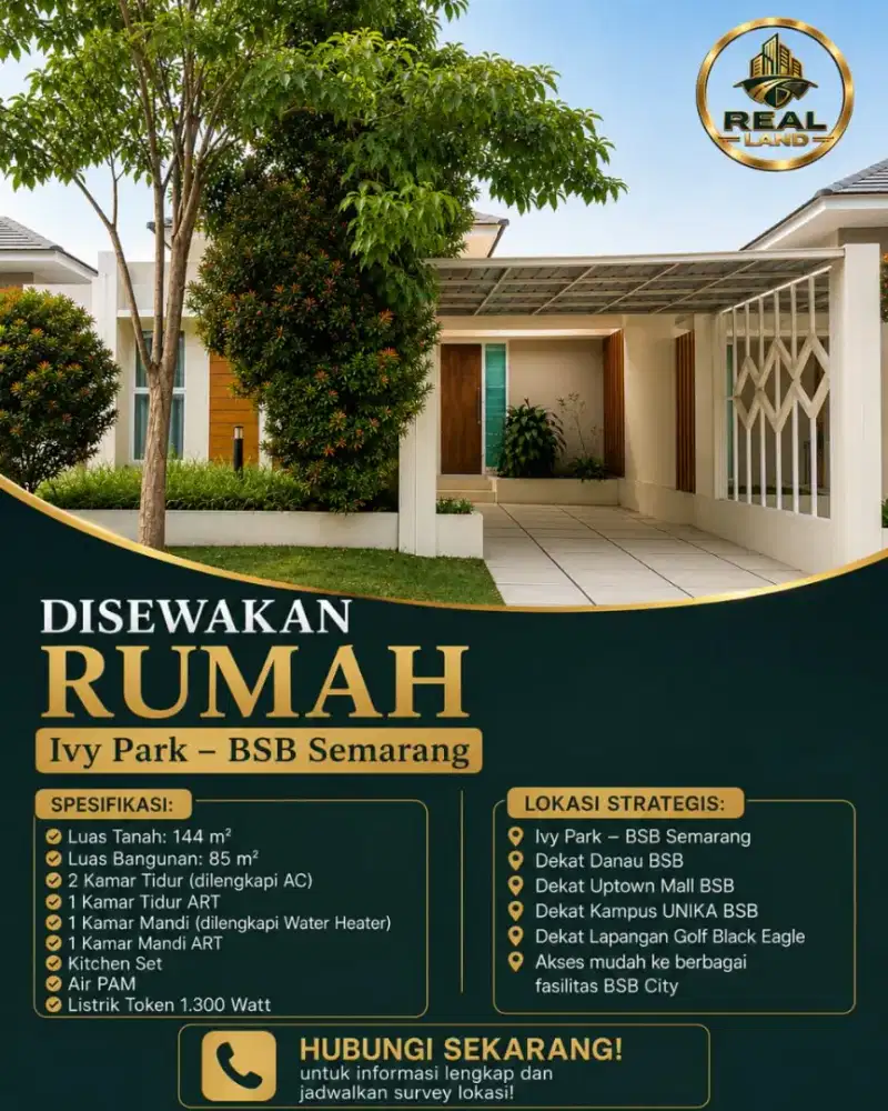 Rumah disewakan Ivy Park Citraland BSB SEMARANG