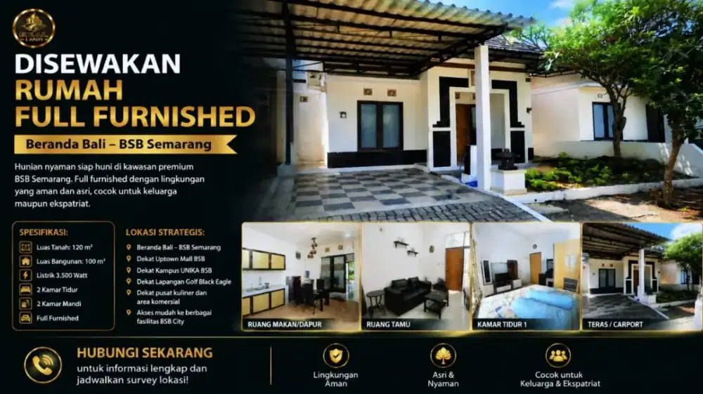 Rumah disewakan full furnished di beranda bali BSB SEMARANG