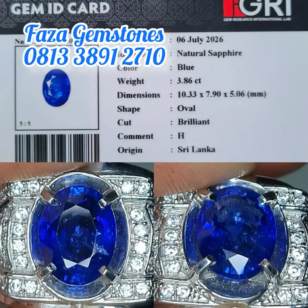 HQ Blue Sapphire Srilanka, karakter warna wara mahal, Full Luster