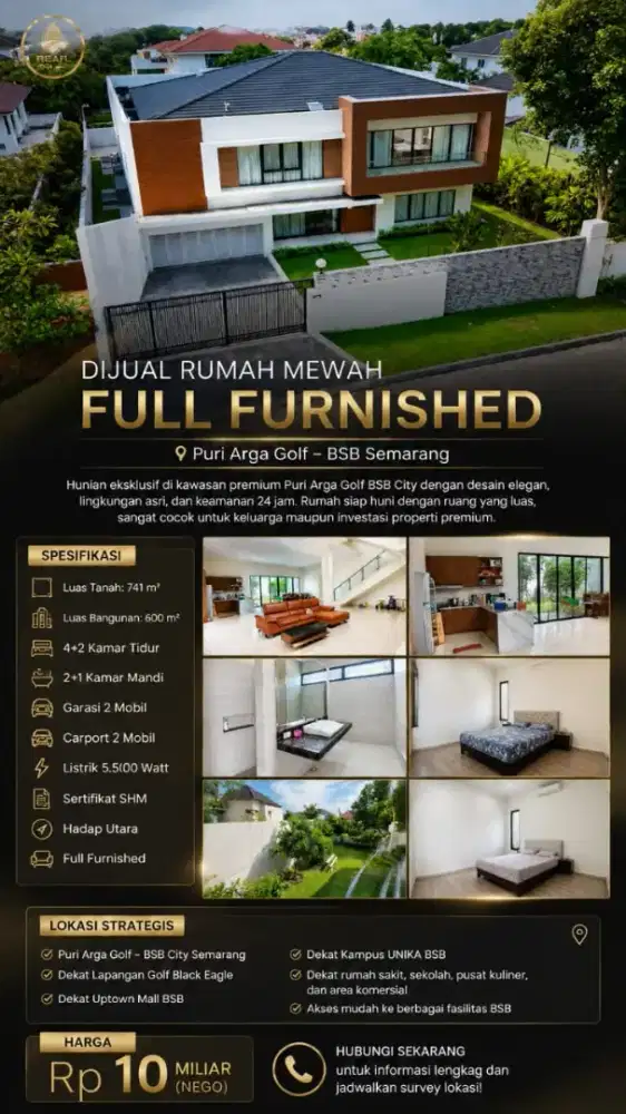 Rumah mewah tanah luas di Puri Arga Golf Black Eagle Kawasan BSB