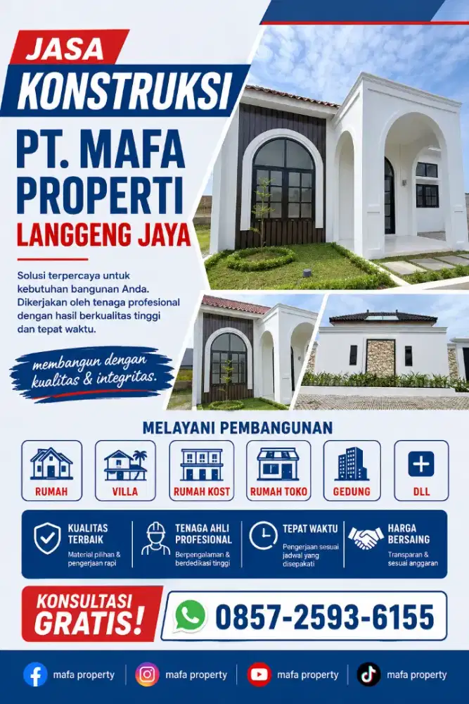 JASA KONSTRUKSI BANGUNAN RUMAH, RUKO, KOST, VILLA, GUDANG, DLL