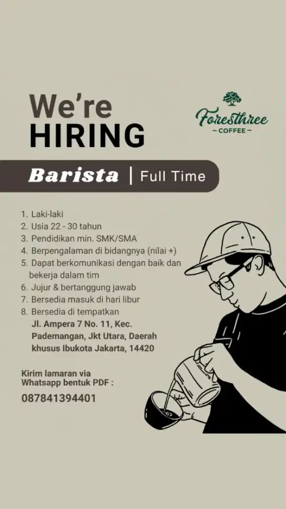 Lowongan pekerjaan barista