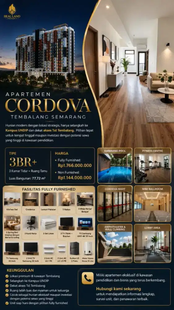 Apartemen Cordova Edupartmen UNDIP TEMBALANG SEMARANG