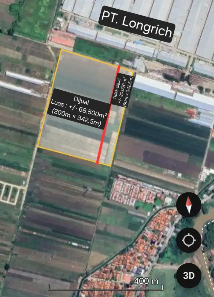 Tanah Industri 6.8 Ha Zona Industri Cirebon Sebelah PT Longrich