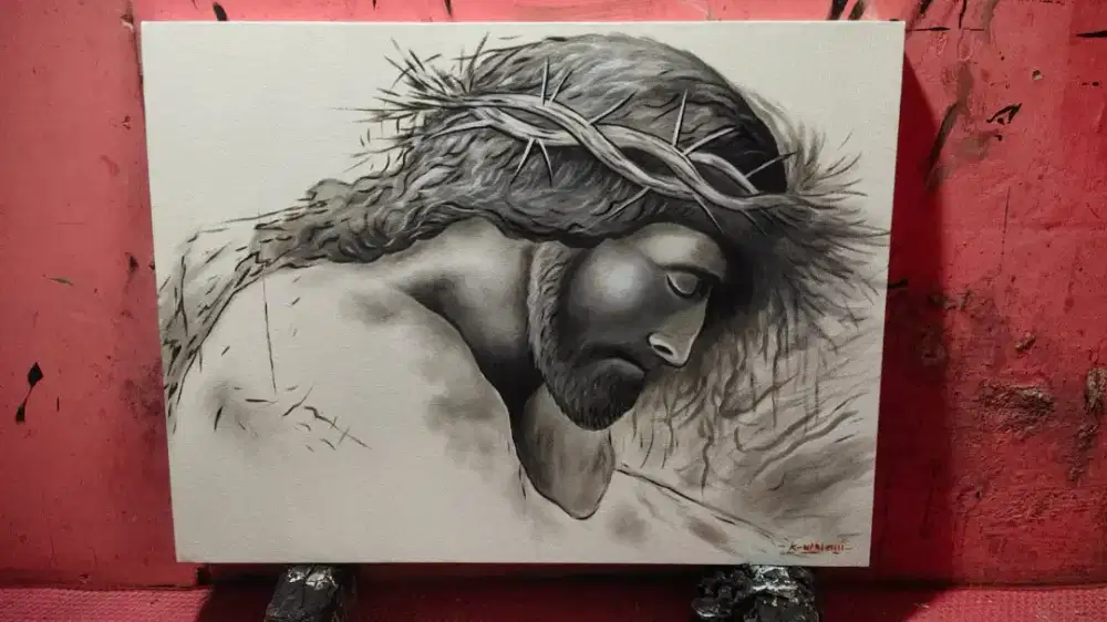 Dijual lukisan kanvas yesus 90x130 cm