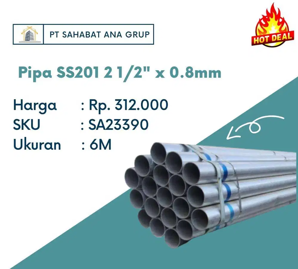 Pipa SS201 2 1/2 x 0.8mm