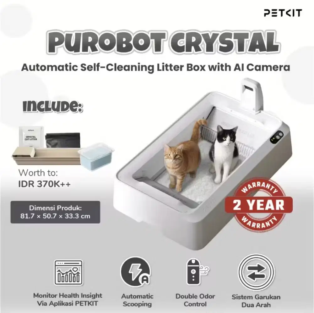 PETKIT Purobot Crystal Duo Automatic Cat Litter Box with Camera