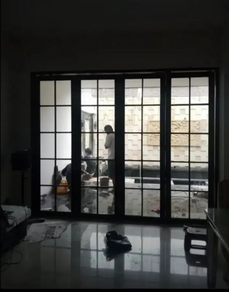 Kusen pintu jendela aluminium partisi aluminium kaca