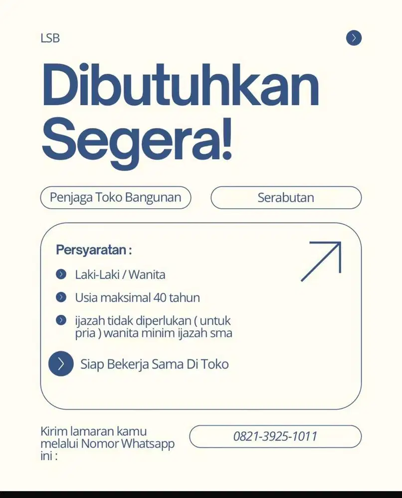 LOKER LOWONGAN PEKERJAAN SERABUTAN TOKO BANGUNAN