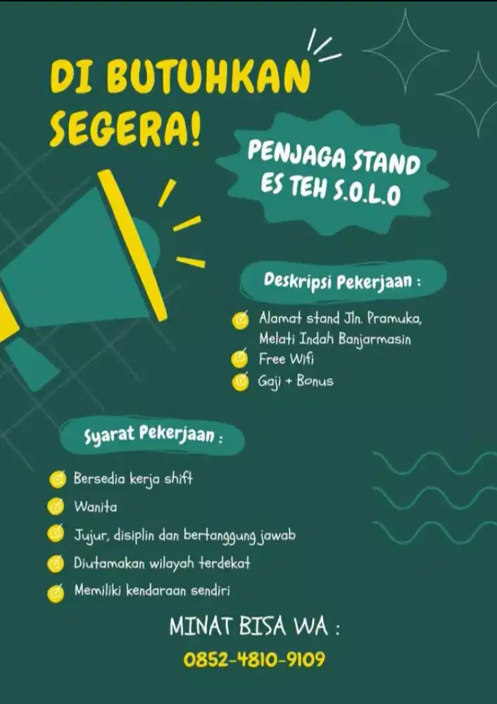 Dibutuhkan segera